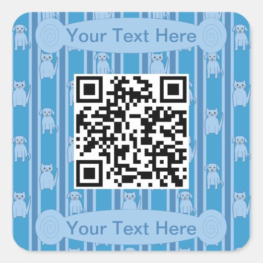 Leuke en Fancy Kat en Hond QR Code Vierkante Sticker (Voorkant)