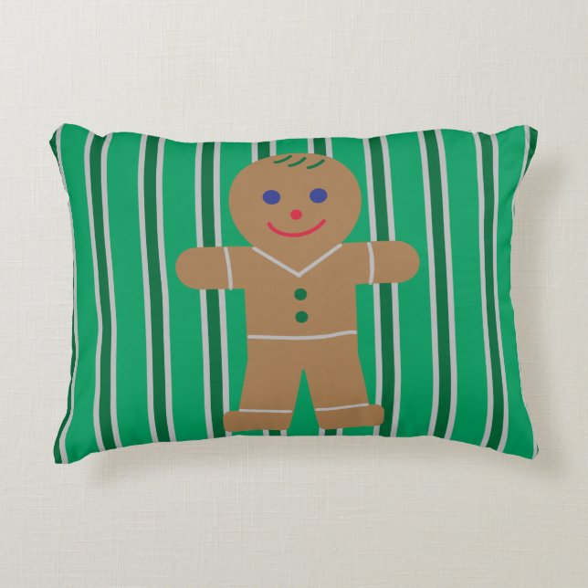 Leuke en Fancy kerst Gingerbread Man Accent Kussen (Voorkant)