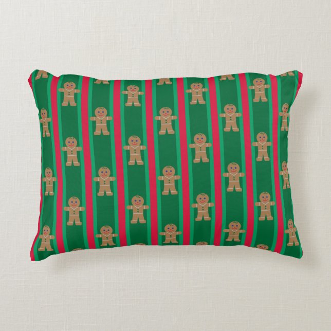 Leuke en Fancy kerst Gingerbread Man Accent Kussen (Voorkant)