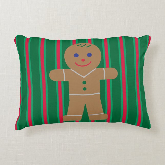 Leuke en Fancy kerst Gingerbread Man Accent Kussen (Voorkant)
