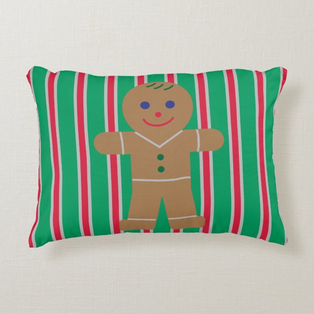 Leuke en Fancy kerst Gingerbread Man Accent Kussen (Voorkant)