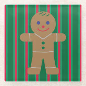 Leuke en Fancy kerst Gingerbread Man Glazen Onderzetter (Voorkant)