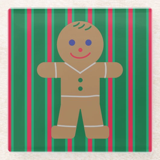Leuke en Fancy kerst Gingerbread Man Glazen Onderzetter (Voorkant)