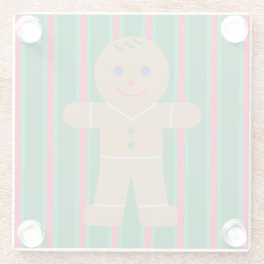 Leuke en Fancy kerst Gingerbread Man Glazen Onderzetter (Achterkant)
