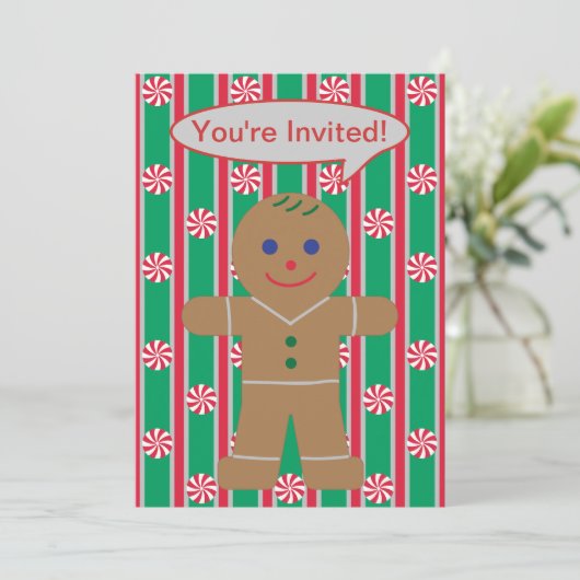 Leuke en Fancy kerst Gingerbread Man Kaart (Staand voorkant)