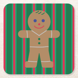 Leuke en Fancy kerst Gingerbread Man Kartonnen Onderzetters