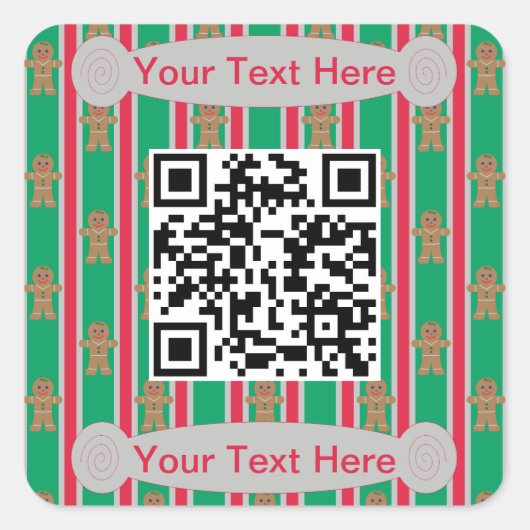 Leuke en Fancy kerst Gingerbread Man Vierkante Sticker (Voorkant)