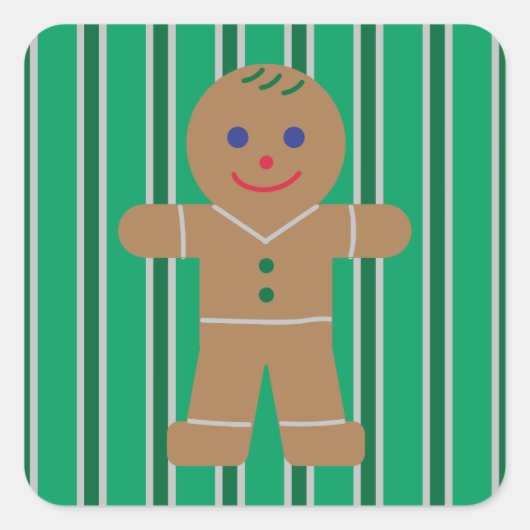 Leuke en Fancy kerst Gingerbread Man Vierkante Sticker (Voorkant)