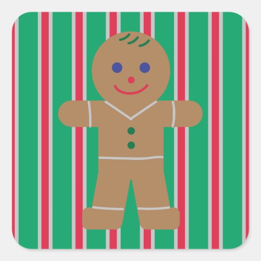 Leuke en Fancy kerst Gingerbread Man Vierkante Sticker (Voorkant)