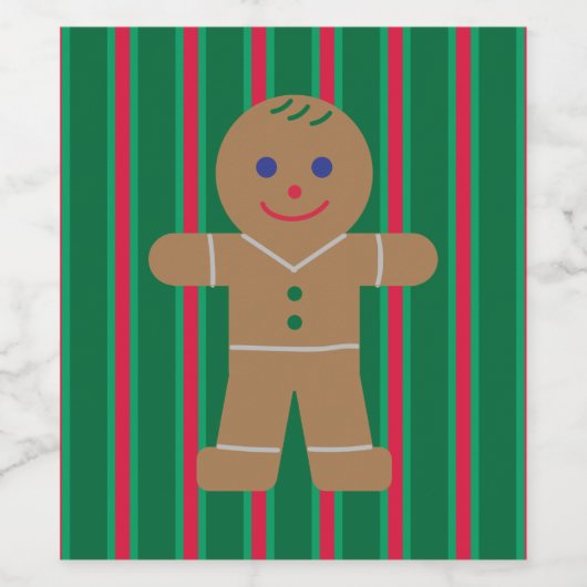 Leuke en Fancy kerst Gingerbread Man Wijn Etiket (Enkel label)