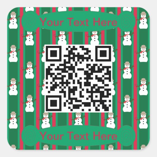 Leuke en Fancy Kerst Sneeuwman Detective QR Code Vierkante Sticker (Voorkant)