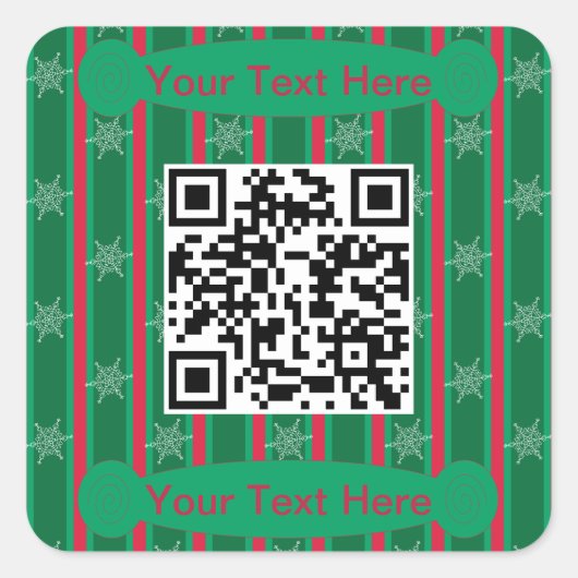 Leuke en Fancy Kerst Sneeuwvlok QR Code Vierkante Sticker (Voorkant)
