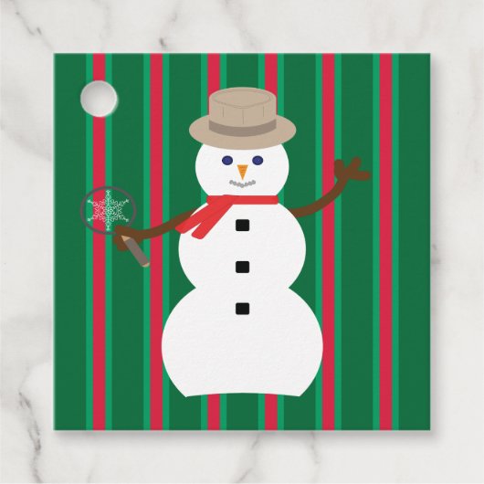 Leuke en Fancy Kerstmis Sneeuwman Detective Bedankjes Labels (Voorkant)