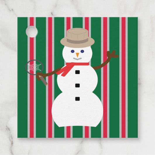 Leuke en Fancy Kerstmis Sneeuwman Detective Bedankjes Labels (Voorkant)