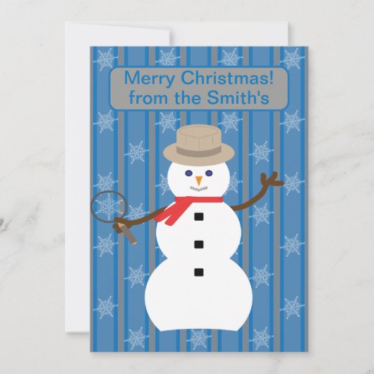 Leuke en Fancy Kerstmis Sneeuwman Detective Feestdagenkaart (Voorkant)