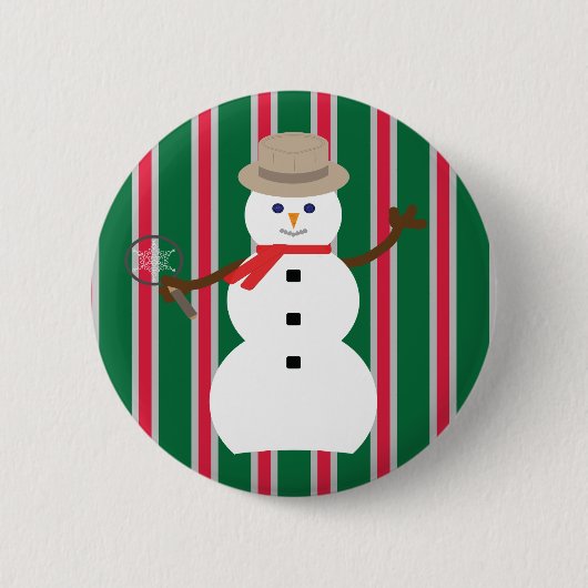 Leuke en Fancy Kerstmis Sneeuwman Detective Ronde Button 5,7 Cm (Voorkant)