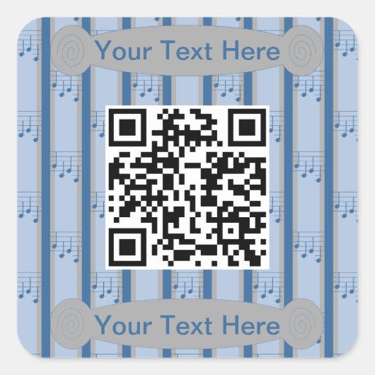Leuke en Fancy Muzieknoten QR Code Vierkante Sticker (Voorkant)