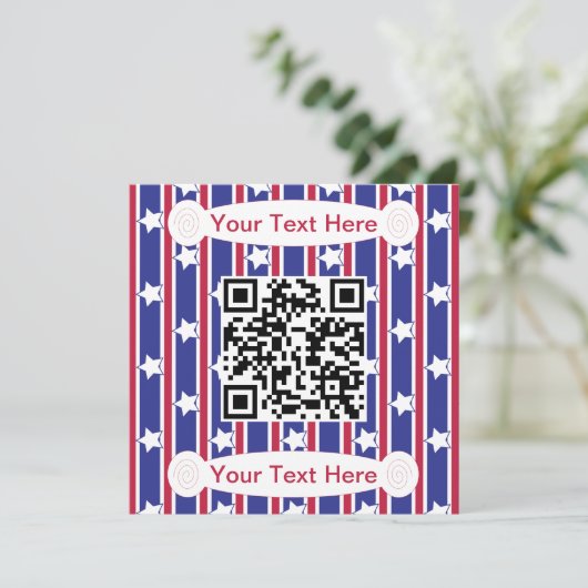 Leuke en Fancy Patriottische Stars en Stripes QR Kaart (Staand voorkant)