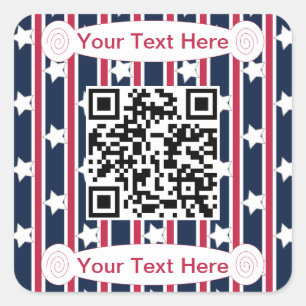 Leuke en Fancy Patriottische Stars en Stripes QR Vierkante Sticker