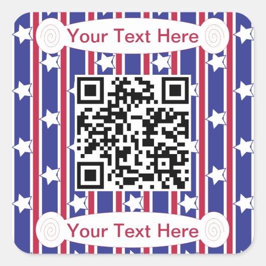 Leuke en Fancy Patriottische Stars en Stripes QR Vierkante Sticker (Voorkant)