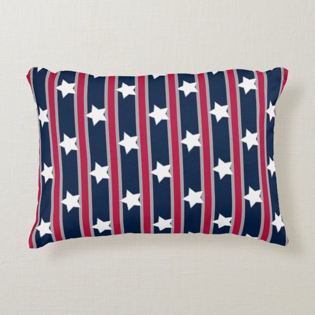 Leuke en Fancy Patriottische Sterren en Strepen Accent Kussen (Voorkant)
