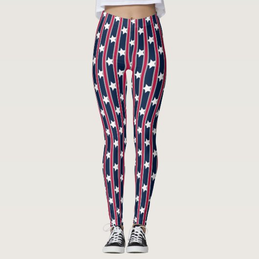 Leuke en Fancy Patriottische Sterren en Strepen Leggings (Voorkant)