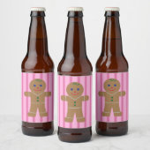 Leuke en Fancy Pink Gingerbread Man Bier Etiket (Flessen)
