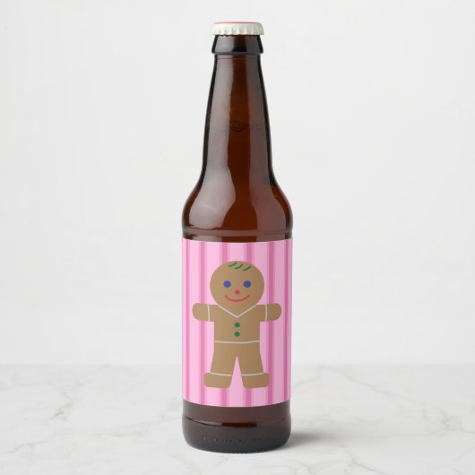 Leuke en Fancy Pink Gingerbread Man Bier Etiket (Voorkant)