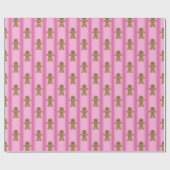 Leuke en Fancy Pink Gingerbread Man Cadeaupapier (Vlak)