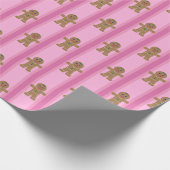Leuke en Fancy Pink Gingerbread Man Cadeaupapier (Hoek)