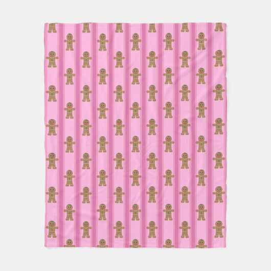 Leuke en Fancy Pink Gingerbread Man Fleece Deken (Voorkant)