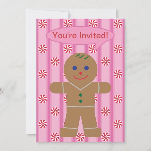 Leuke en Fancy Pink Gingerbread Man Kaart (Voorkant)