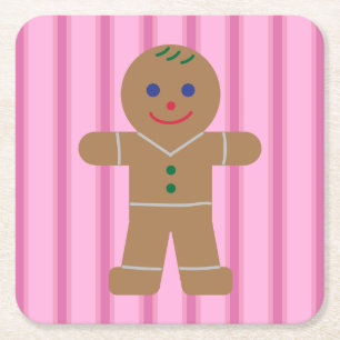 Leuke en Fancy Pink Gingerbread Man Kartonnen Onderzetters