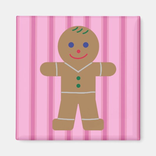 Leuke en Fancy Pink Gingerbread Man Magneet (Voorkant)