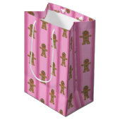 Leuke en Fancy Pink Gingerbread Man Medium Cadeauzakje (Voorkant Gekanteld)