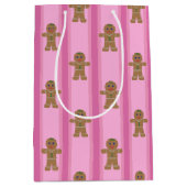 Leuke en Fancy Pink Gingerbread Man Medium Cadeauzakje (Voorkant)