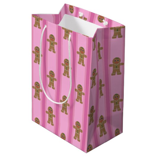 Leuke en Fancy Pink Gingerbread Man Medium Cadeauzakje (Achterkant Gekanteld)