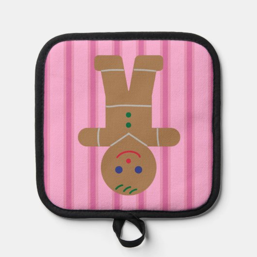 Leuke en Fancy Pink Gingerbread Man Pannenlap (Voorkant)