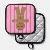 Leuke en Fancy Pink Gingerbread Man Pannenlap (Voorkant / Achterkant)