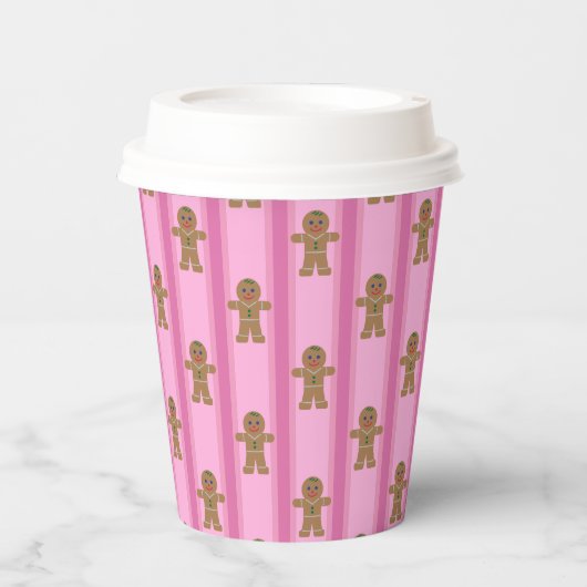Leuke en Fancy Pink Gingerbread Man Papieren Bekers (Voorkant)