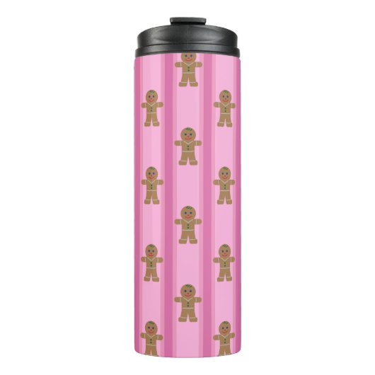 Leuke en Fancy Pink Gingerbread Man Thermosbeker (Voorkant)
