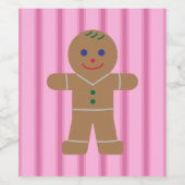 Leuke en Fancy Pink Gingerbread Man Wijn Etiket (Enkel label)