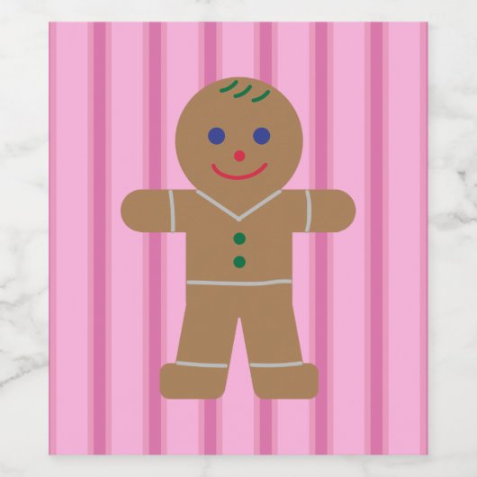 Leuke en Fancy Pink Gingerbread Man Wijn Etiket (Enkel label)