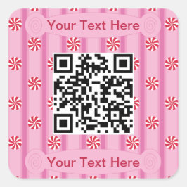 Leuke en Fancy Pink Peppermint QR Code Vierkante Sticker