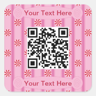 Leuke en Fancy Pink Peppermint QR Code Vierkante Sticker