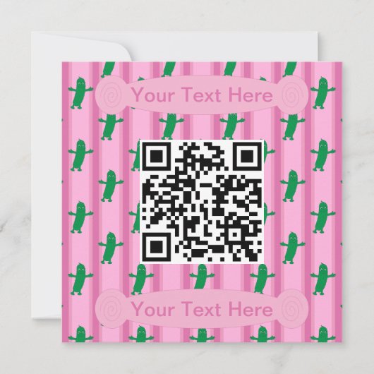Leuke en Fancy Pink Pickle QR-code Kaart (Voorkant)