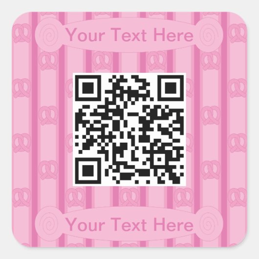 Leuke en Fancy Pink Pretzel QR Vierkante Sticker (Voorkant)