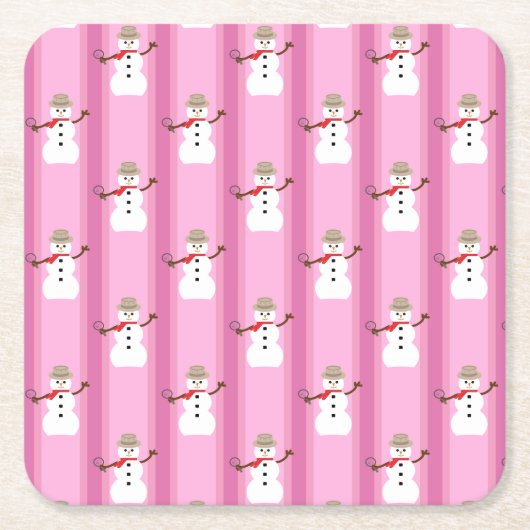 Leuke en Fancy Pink Snowman Detective Kartonnen Onderzetters (Voorkant)