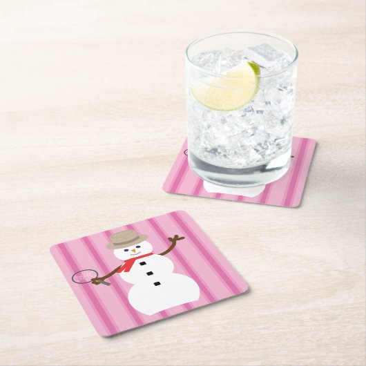 Leuke en Fancy Pink Snowman Detective Kartonnen Onderzetters (Insitu)