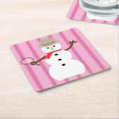 Leuke en Fancy Pink Snowman Detective Kartonnen Onderzetters (Schuin)